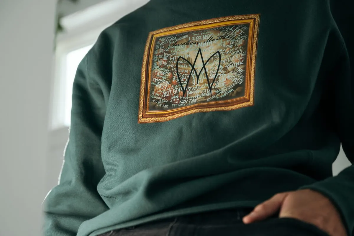 Awoken Matter heavyweight crewneck with canvas overlay